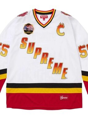 Supreme FDNY Hockey Jersey in White - Size Large